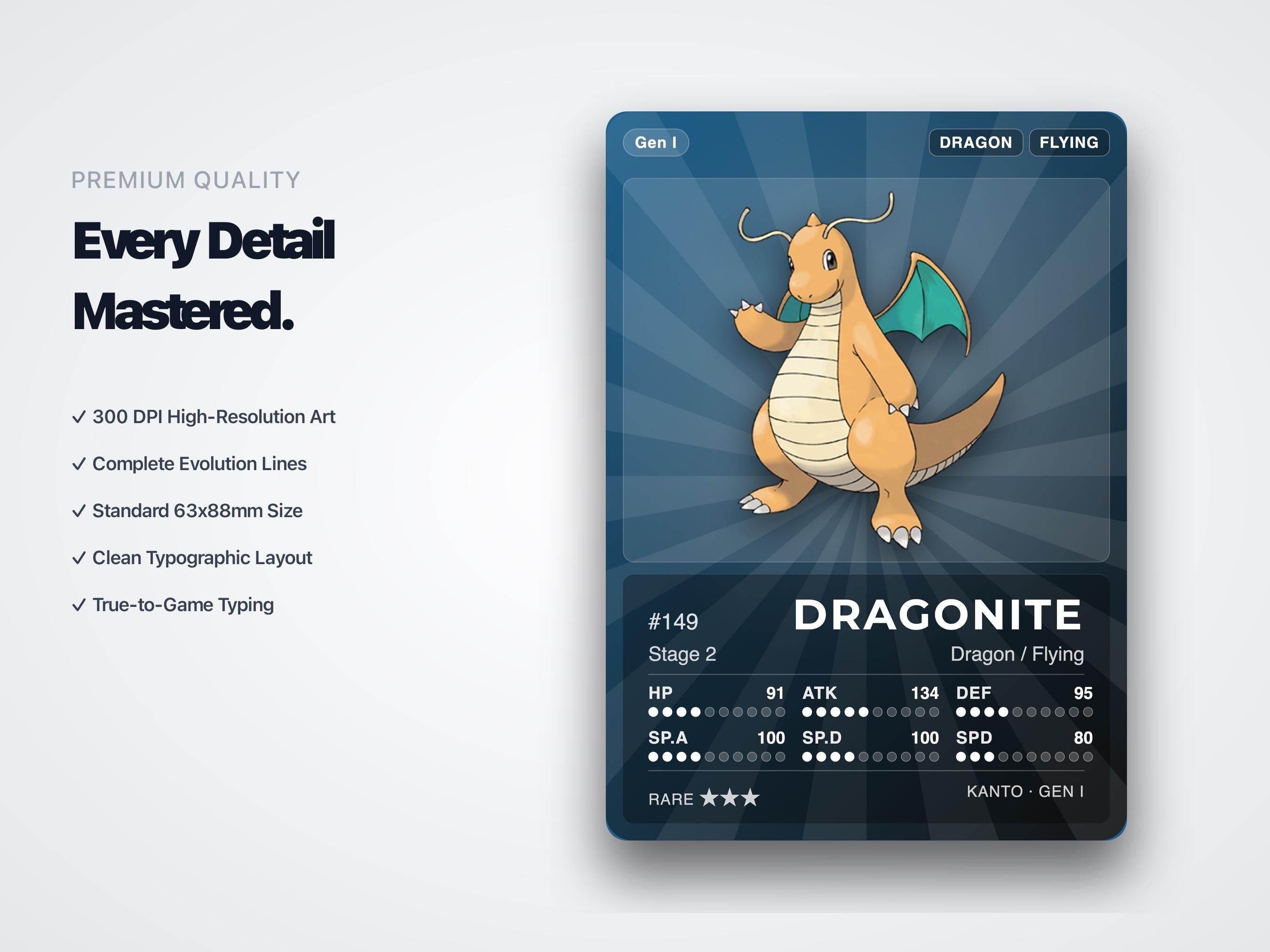 Pokémon Pseudo-Legendary Pokédex Placeholder | Dragonite Tyranitar Garchomp | Printable Pokémon Cards | Binder Set | 300 DPI | ENGLISH