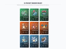 Pokémon Gen 1 Starters & Evolutions Placeholder | Bulbasaur Charmander Squirtle | Printable Pokémon Cards | Binder Set | ENGLISH
