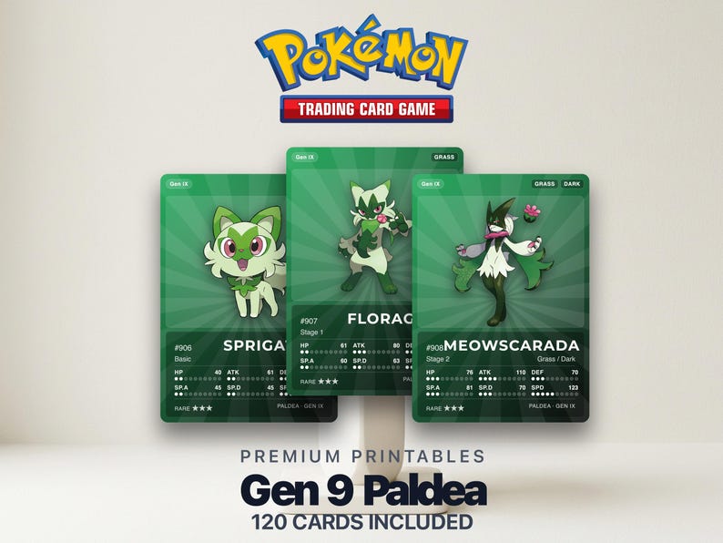 Pokémon Paldea Pokédex Placeholder 906-1025 | Gen 9 Binder Organizer | Printable Pokémon Cards | Master Set Tracker | 300 DPI | ENGLISH