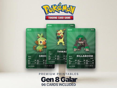 Pokémon Galar Pokédex Placeholder 810-905 | Gen 8 Binder Organizer | Printable Pokémon Cards | Master Set Tracker | 300 DPI | ENGLISH