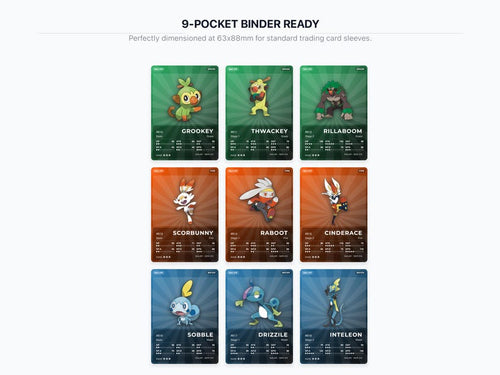 Pokémon Galar Pokédex Placeholder 810-905 | Gen 8 Binder Organizer | Printable Pokémon Cards | Master Set Tracker | 300 DPI | ENGLISH