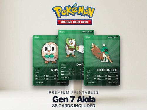 Pokémon Alola Pokédex Placeholder 722-809 | Gen 7 Binder Organizer | Printable Pokémon Cards | Master Set Tracker | 300 DPI | ENGLISH