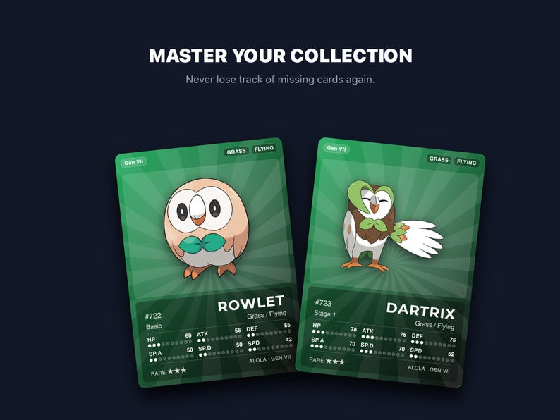 Pokémon Alola Pokédex Placeholder 722-809 | Gen 7 Binder Organizer | Printable Pokémon Cards | Master Set Tracker | 300 DPI | ENGLISH
