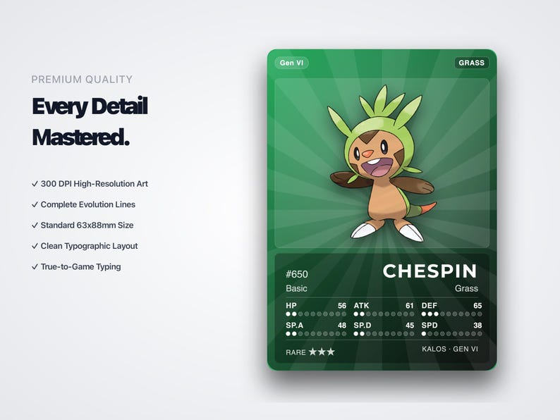 Pokémon Kalos Pokédex Placeholder 650-721 | Gen 6 Binder Organizer | Printable Pokémon Cards | Master Set Tracker | 300 DPI | ENGLISH
