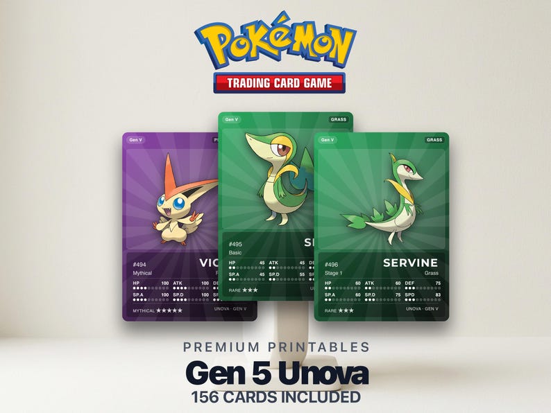 Pokémon Unova Pokédex Placeholder 494-649 | Gen 5 Binder Organizer | Printable Pokémon Cards | Master Set Tracker | 300 DPI | ENGLISH