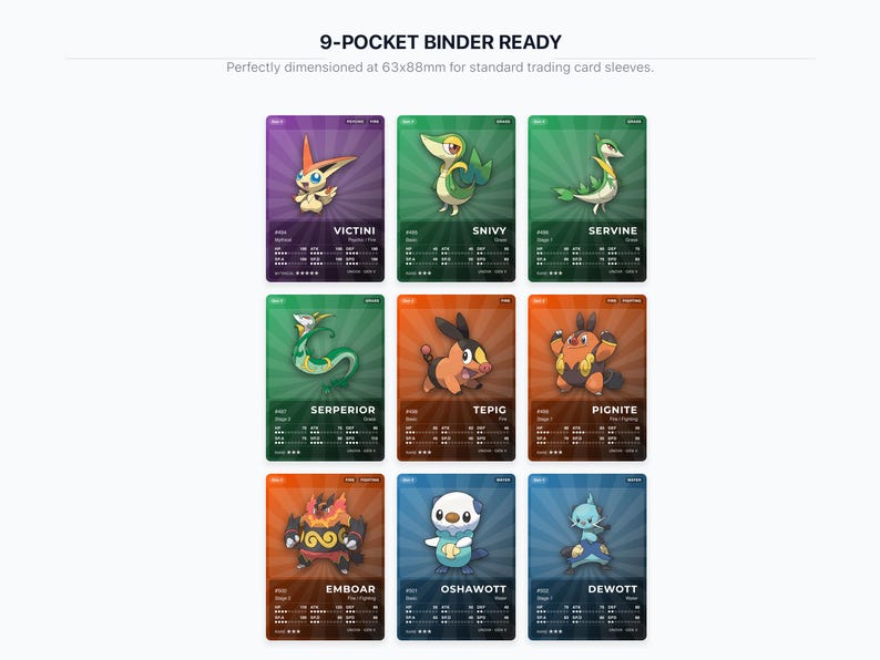 Pokémon Unova Pokédex Placeholder 494-649 | Gen 5 Binder Organizer | Printable Pokémon Cards | Master Set Tracker | 300 DPI | ENGLISH