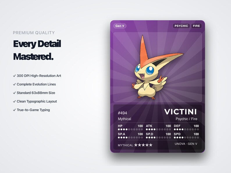 Pokémon Unova Pokédex Placeholder 494-649 | Gen 5 Binder Organizer | Printable Pokémon Cards | Master Set Tracker | 300 DPI | ENGLISH