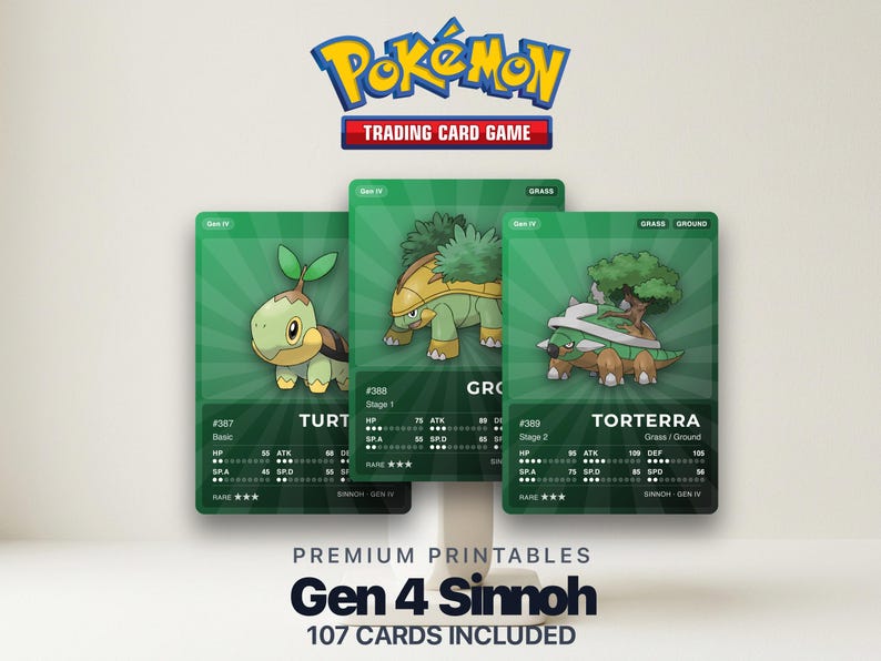 Pokémon Sinnoh Pokédex Placeholder 387-493 | Gen 4 Binder Organizer | Printable Pokémon Cards | Master Set Tracker | 300 DPI | ENGLISH