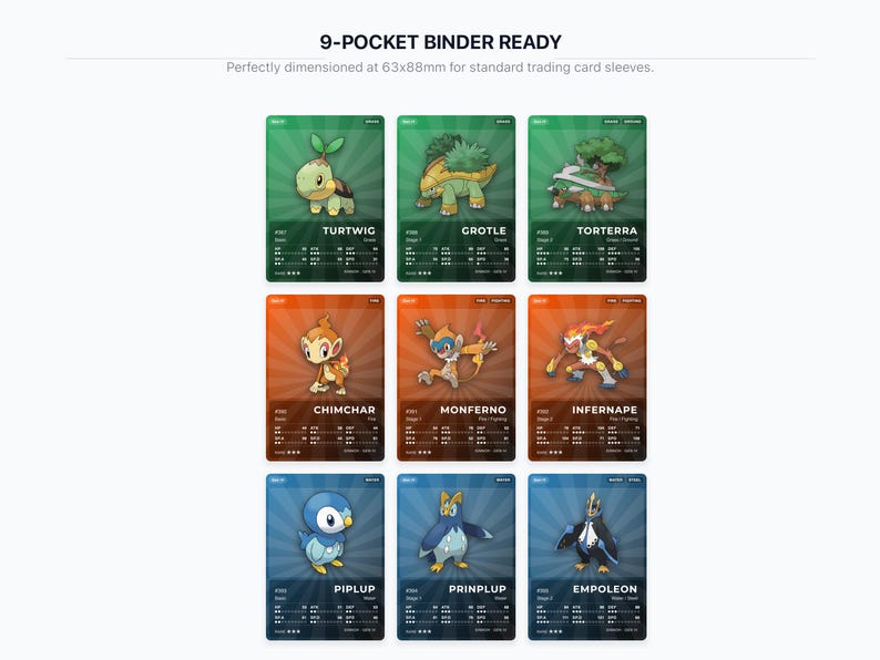 Pokémon Sinnoh Pokédex Placeholder 387-493 | Gen 4 Binder Organizer | Printable Pokémon Cards | Master Set Tracker | 300 DPI | ENGLISH
