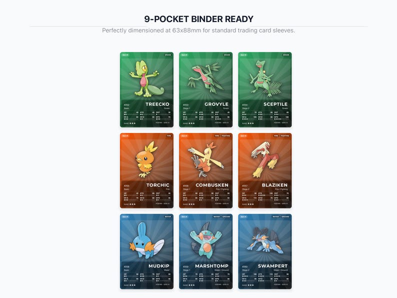 Pokémon Hoenn Pokédex Placeholder 252-386 | Gen 3 Binder Organizer | Printable Pokémon Cards | Master Set Tracker | 300 DPI | ENGLISH