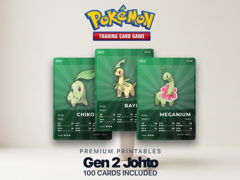 Pokémon Johto Pokédex Placeholder 152-251 | Gen 2 Binder Organizer | Printable Pokémon Cards | Master Set Tracker | 300 DPI | ENGLISH