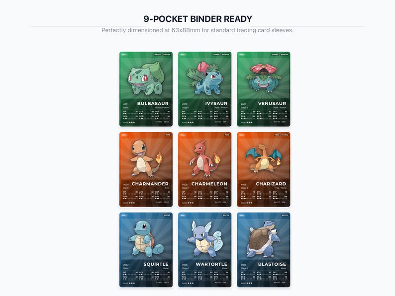 Pokémon Kanto Pokédex Placeholder 001-151 | Gen 1 Binder Organizer | Printable Pokémon Cards | Master Set Tracker | 300 DPI | ENGLISH